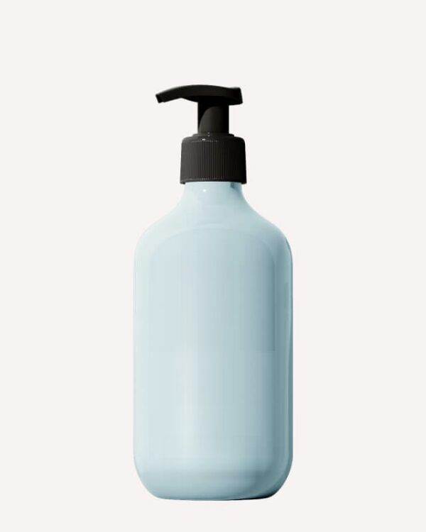 Body Lotion in a pale blue pump bottle